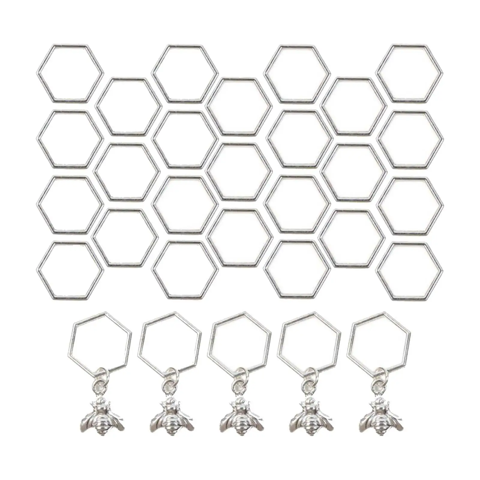 Stitch Markers Hexagon Smooth Zinc Alloy Stitch Needle Clip 30 Pack Protectors