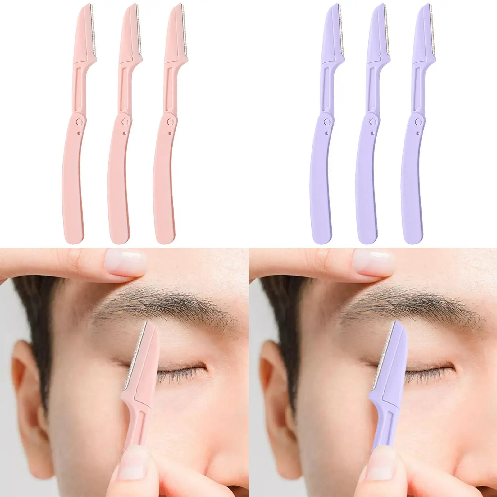 3 Pieces Foldable Eyebrow Trimmer Razor Portable Stainless Blade Sharp Blade Waterproof Eyebrow Cutter for Women Men Makeup