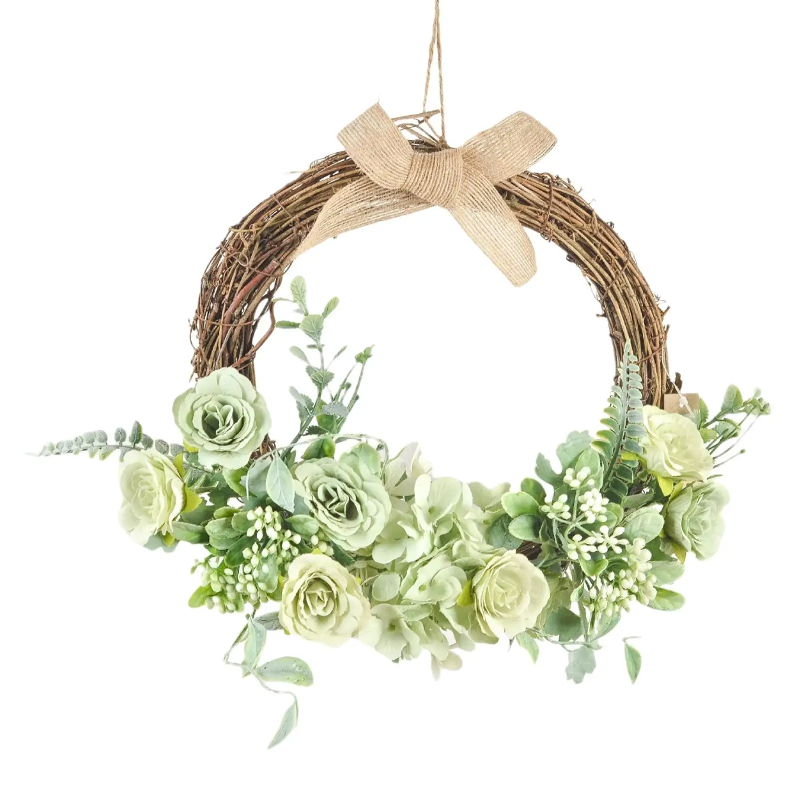 Simulation 13inch Artificial Flower Wreath Front Door Greenery Hanging Garland Outdoor Wedding Party Ornament Home Decoration