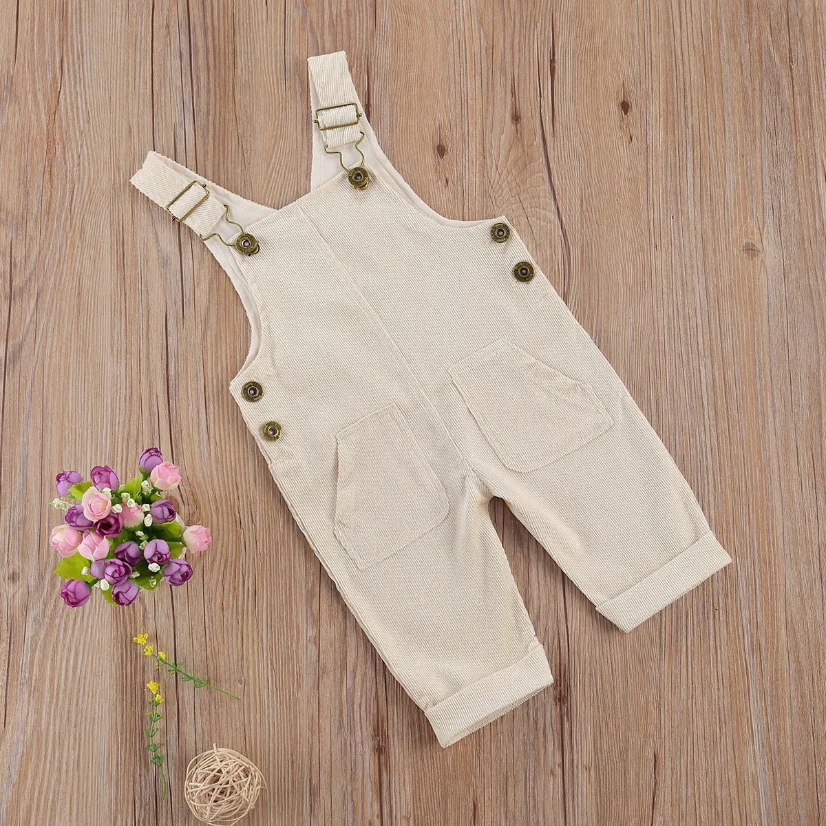 Baby Bodysuits made from viscose  Newborn Baby Boy Girl Corduroy Suspender Pants Button Loose Fit Solid Color Trousers with Pockets Adjustable Buckle Baby Clothes Baby Bodysuits expensive