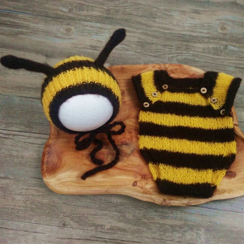 abelha traje de malha quente abelha foto roupas crochê bebê foto prop fotografia do bebê outfits