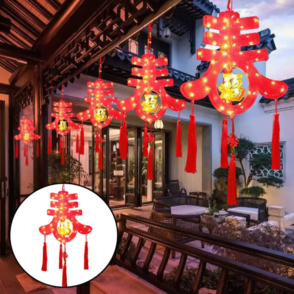 Red Spring Festival Lanterns LED Lights Hanging Pendant Chinese Lanterns for Party Outdoor Indoor Holiday Lantern Festival Decor