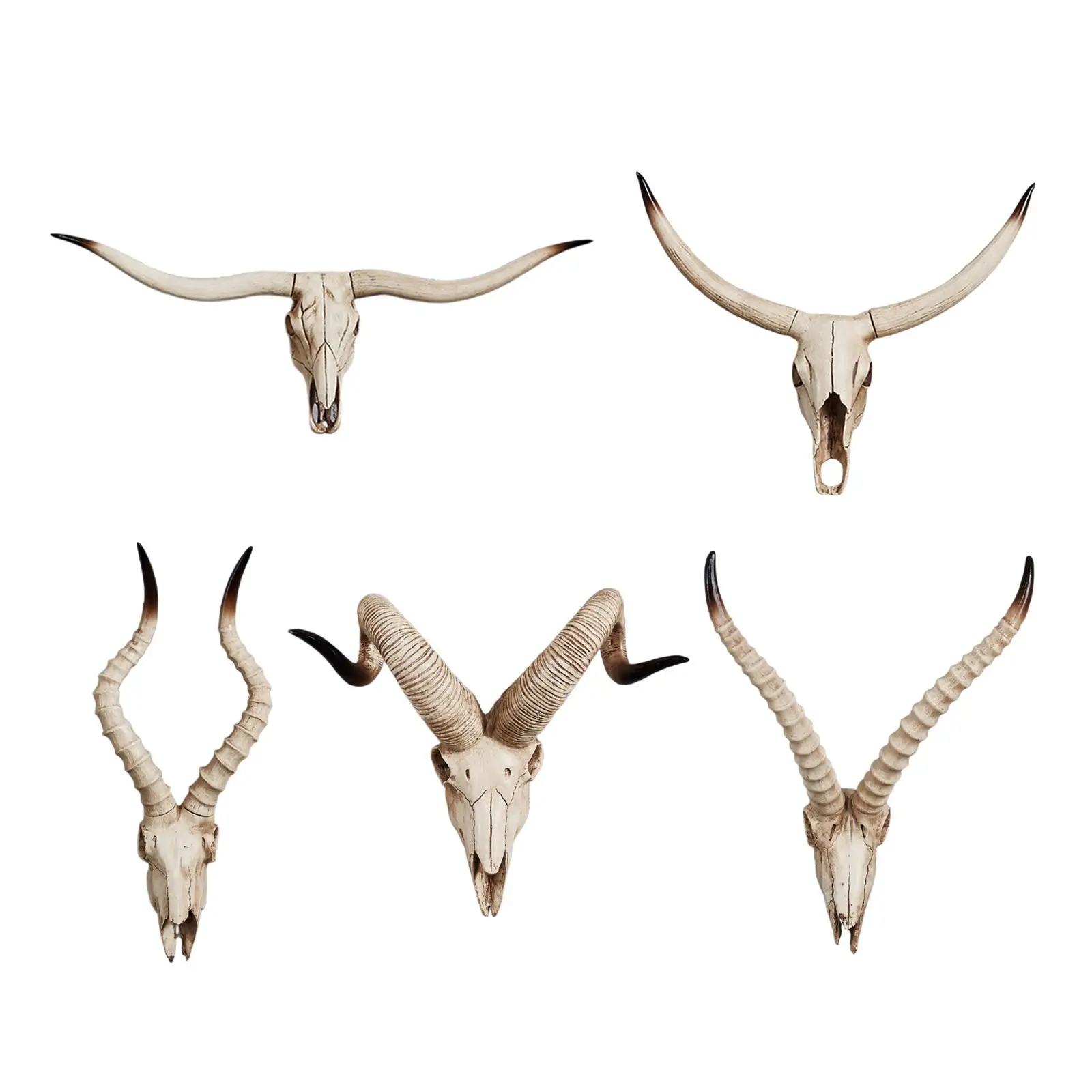 Skull Sheep Head Wall Sculpture Wall Sculpture Animal Sculpture Halloween Decoration 3D Long Horned RAM Decor Skull for Bedroom