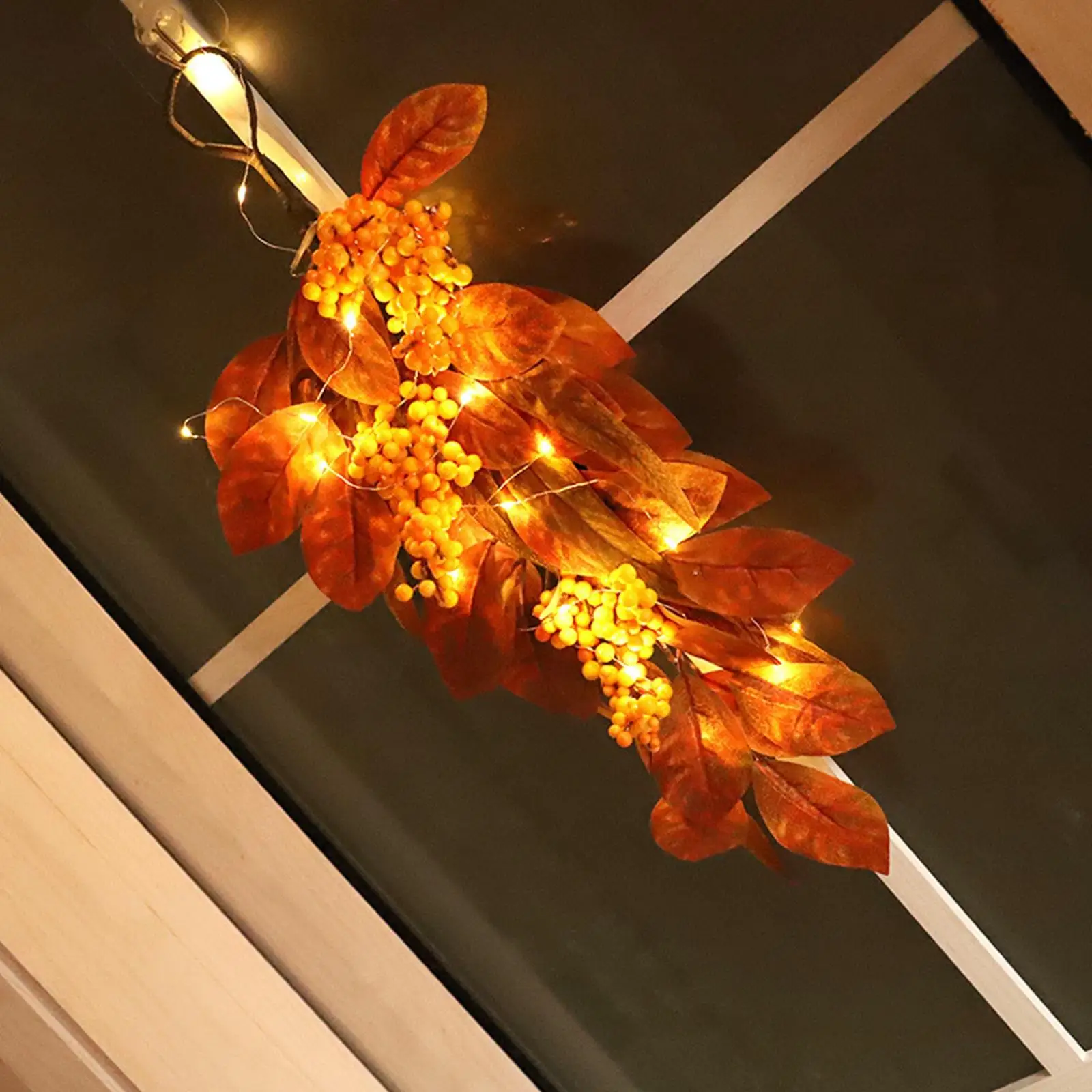 Hanging Fall Teardrop Swag 45cm House Garland Artificial Decorative Swag for Wedding Fall Branches door Decorative