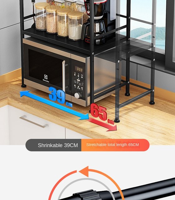 Scaffale per forno a microonde espandibile a 2 livelli organizzatore di  stoccaggio per cucina armadio da banco ripiano regolabile in altezza con 3  ganci