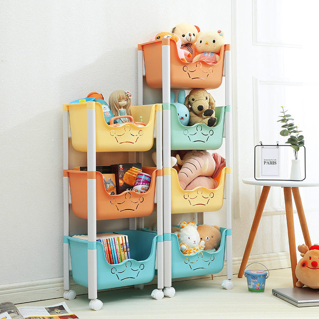 Household Children's Storage Rack Cartoon Toy Storage Rack With Wheels Baby  Storage Box Floor Trolley Movable - Storage Holders & Racks - AliExpress