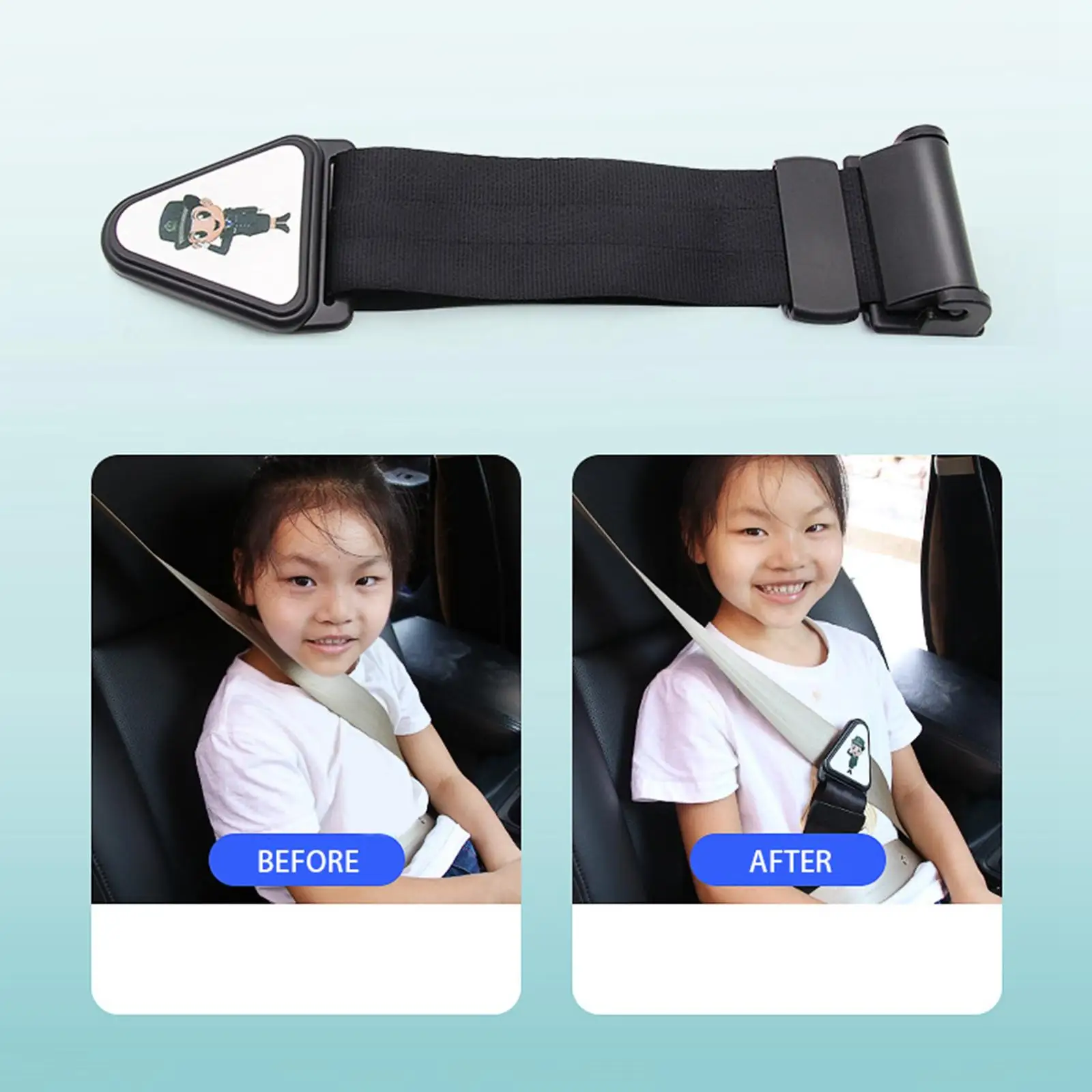 Childrens Seat Belt Adjuster Neck Strap Positioner Fits for 3-16 Year Kids