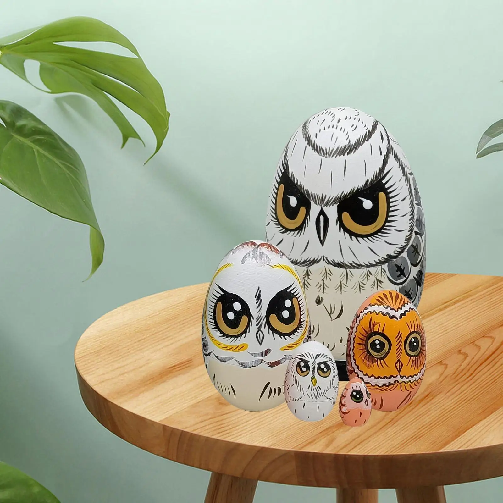5x Owl Russian Nesting Dolls Ornaments Matryoshka for Tabletop Halloween