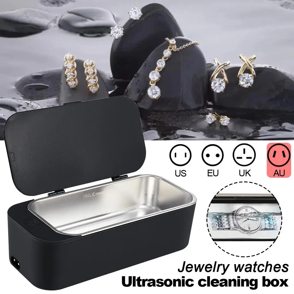 Ultrasonic Jewelry Cleaner Hand Held Small Cleaning Storage Box for Watch