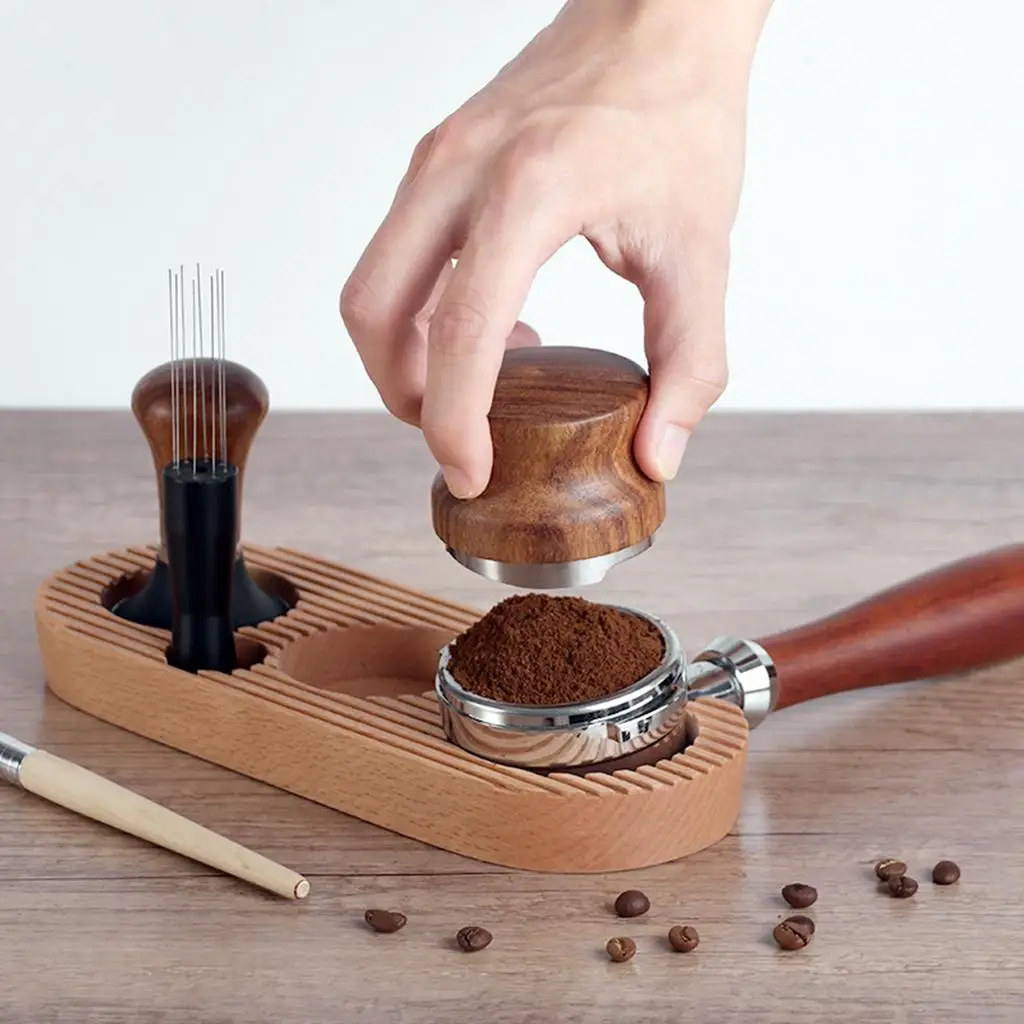 51/53/58mm Filter Tamper Holder Wooden for Restaurant Barista Coffee Maker