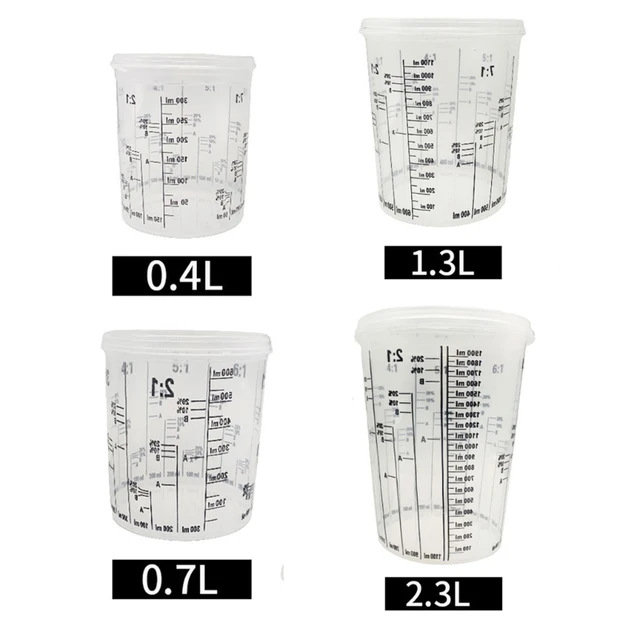 5 Pieces Plastic Paint Mixing Cups Disposable Flexible Clear Graduated  Plastic Paint Mixing Cups 1300ml Measuring Cups - AliExpress