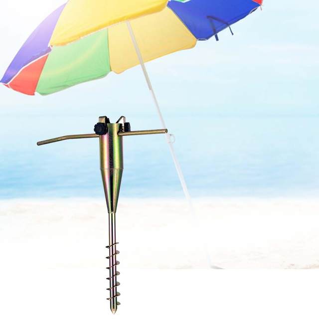 thumbnail image 2 of Stainless Steel In-Ground Umbrella Stand Anchor With 4 Spike - Metal Patio Ground Stake Mount For Beach, Sand, Yard, Lawn, Field - Outdoor Parasol Base Holder 2 of 13
