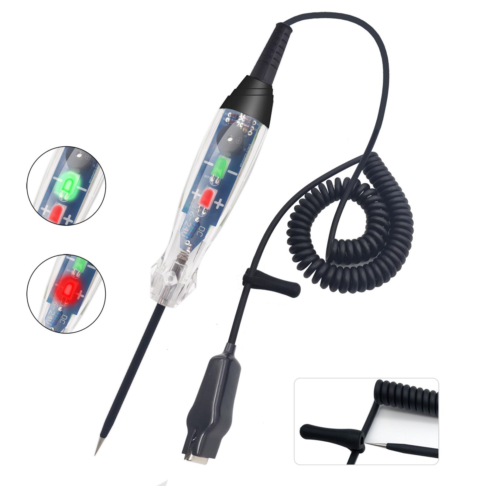 Circuit Tester LED Indicate 6V-24V LED Light Voltage Buzzer Voltage Probe Pen Portable for Vehicle Car Truck Automotive