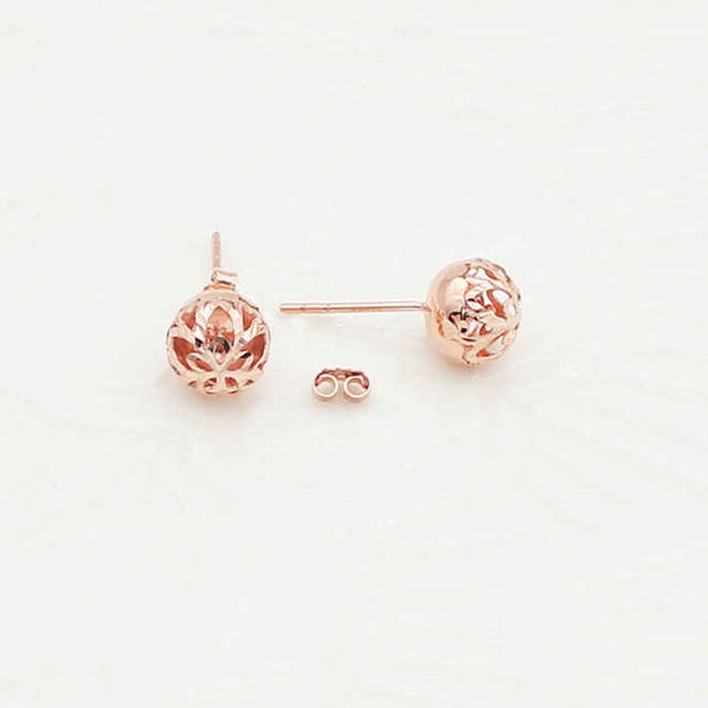 Deals 14K Rose Gold Bead Post Earrings