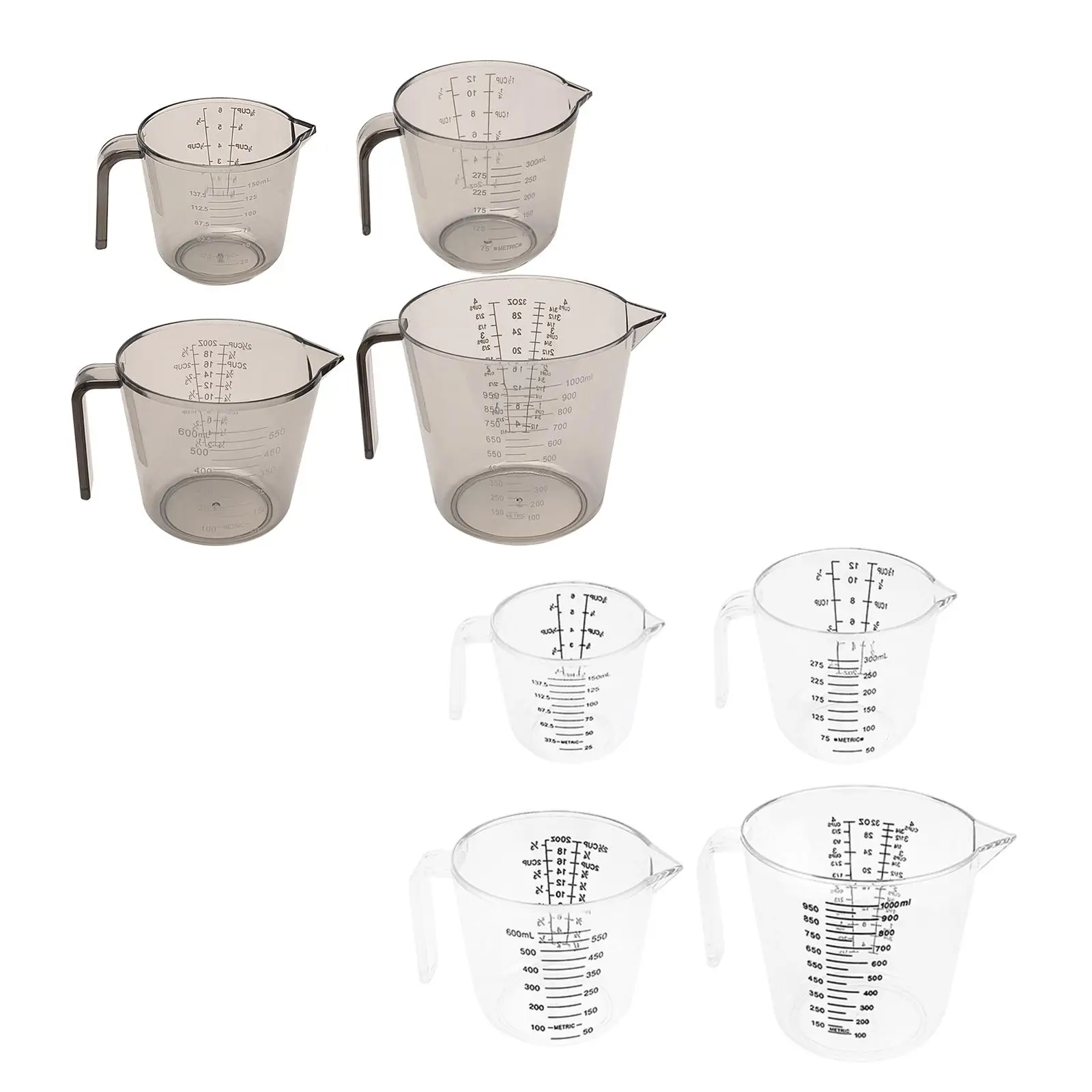 4Pcs Measuring Cups Coffee Durable Reusable Scales Beaker Transparent with Handle Measure Jugs Container for Kitchen Fittings