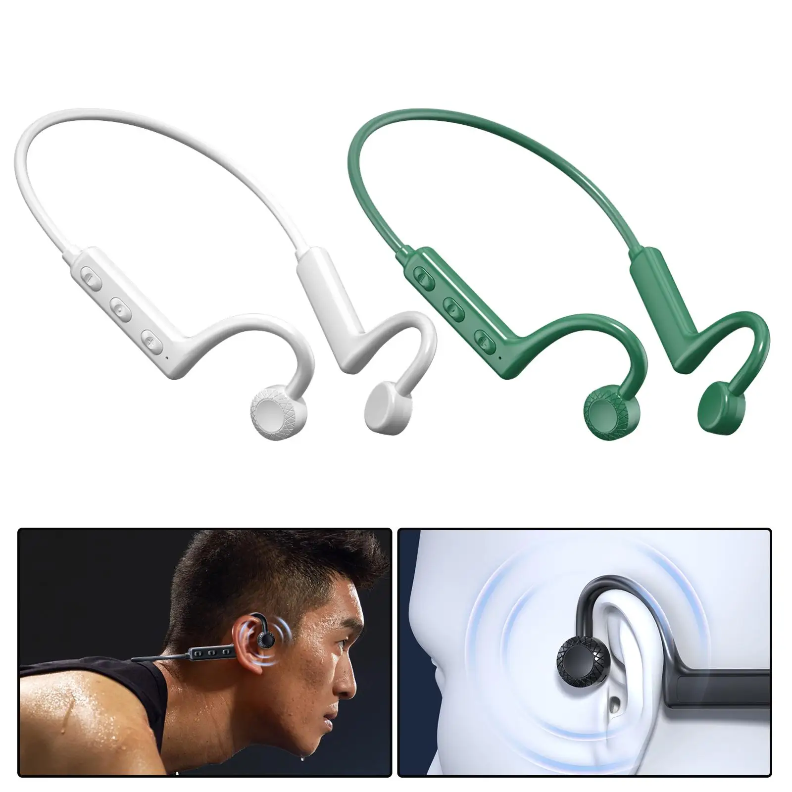 Wireless Bone Conduction Headphones Lightweight IPX5 Waterproof with Mic Open Ear Headset for Running Sports Hiking Workout