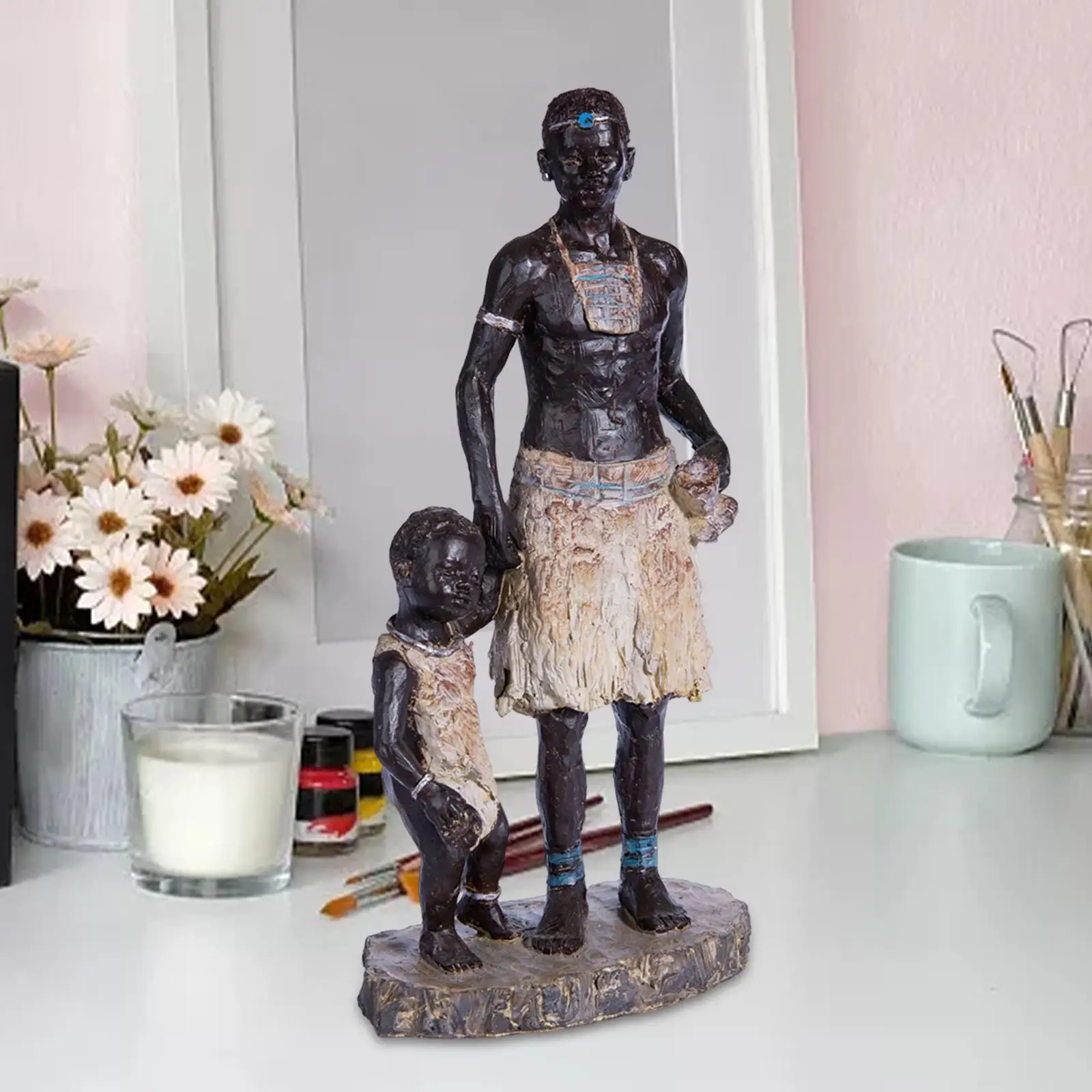 Resin Figurines Decor Table Centerpieces Art African Statue Sculpture Decor