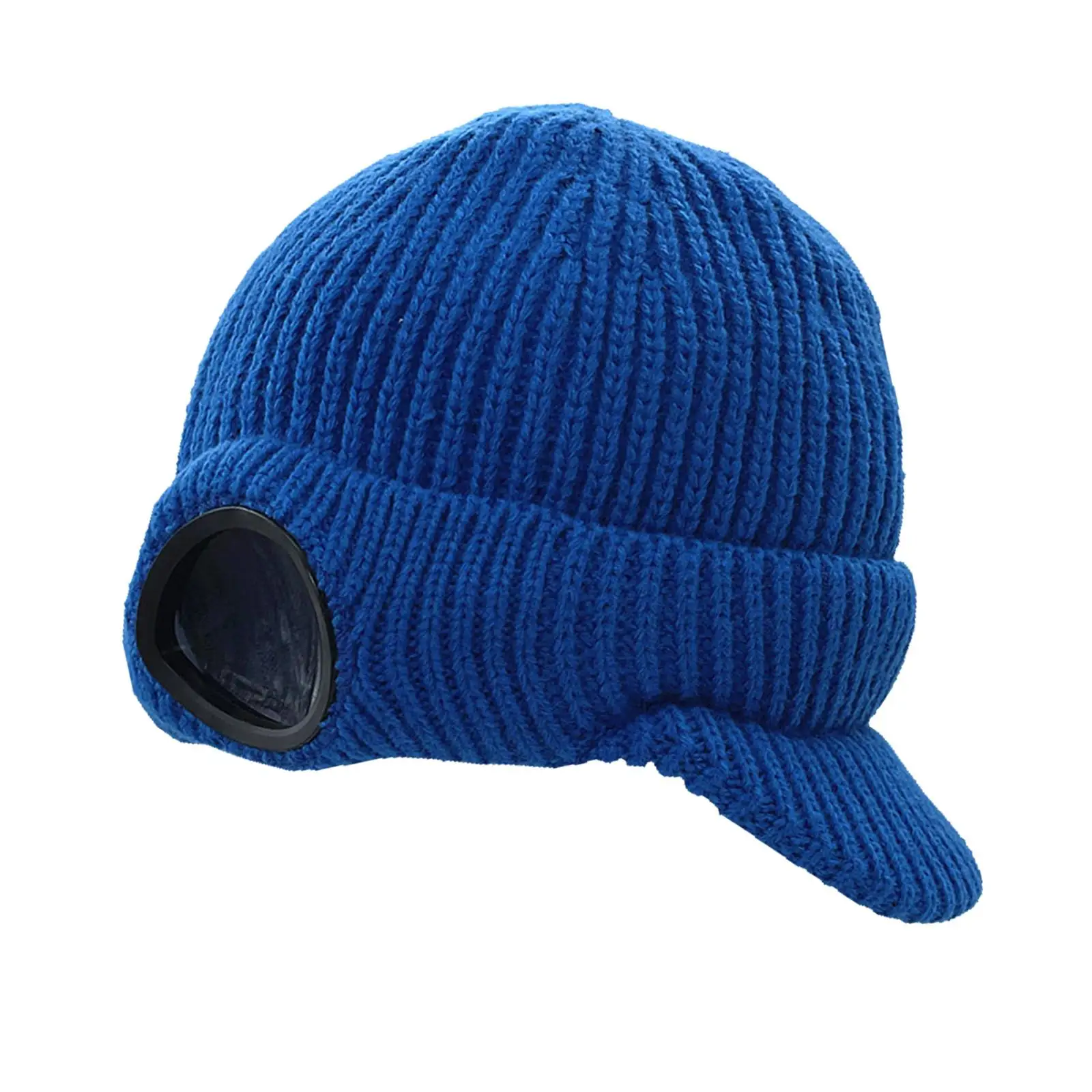 Men`s Knit Newsboy Hat Goggles Beanie Warm Ski Winter Stylish with Visor Skull