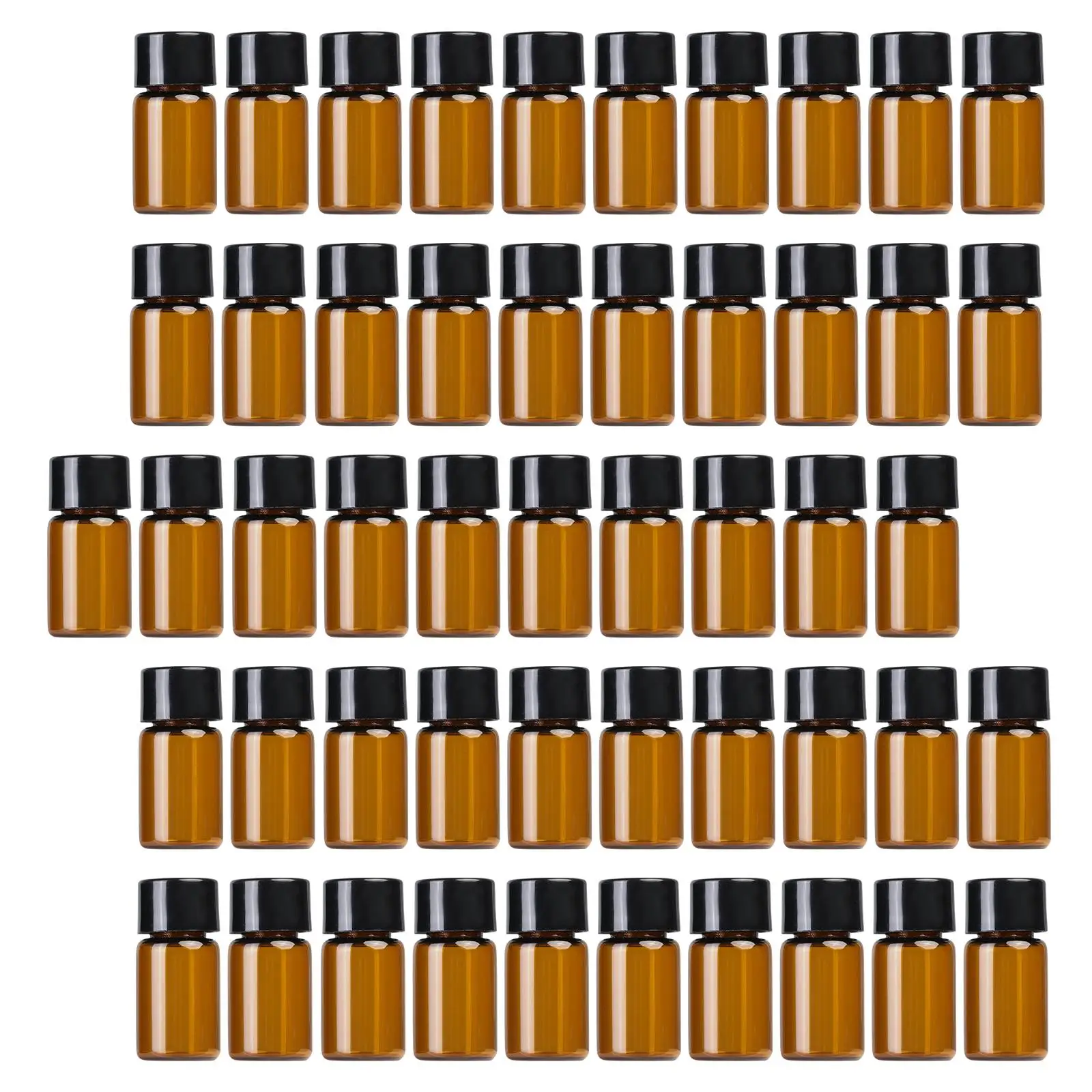 50Pcs Mini Oils Vials Portable Durable Leakproof Tubes Reusable Holder Travel Empty Glass Bottles for Liquid Perfume Samples