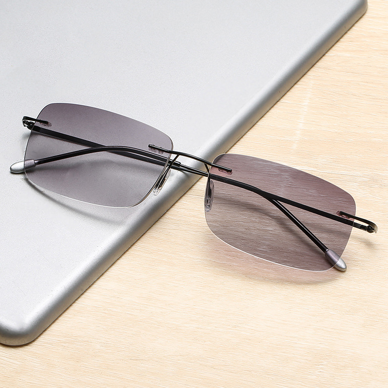 Lesebrille für Herren, Anti-Blau-Brille, 2023, rahmenlose Sonnenbrille, Presbyopie-Brille mit doppeltem Verwendungszweck +1,0 bis +4,0 Bifokale Brille – Detail 1