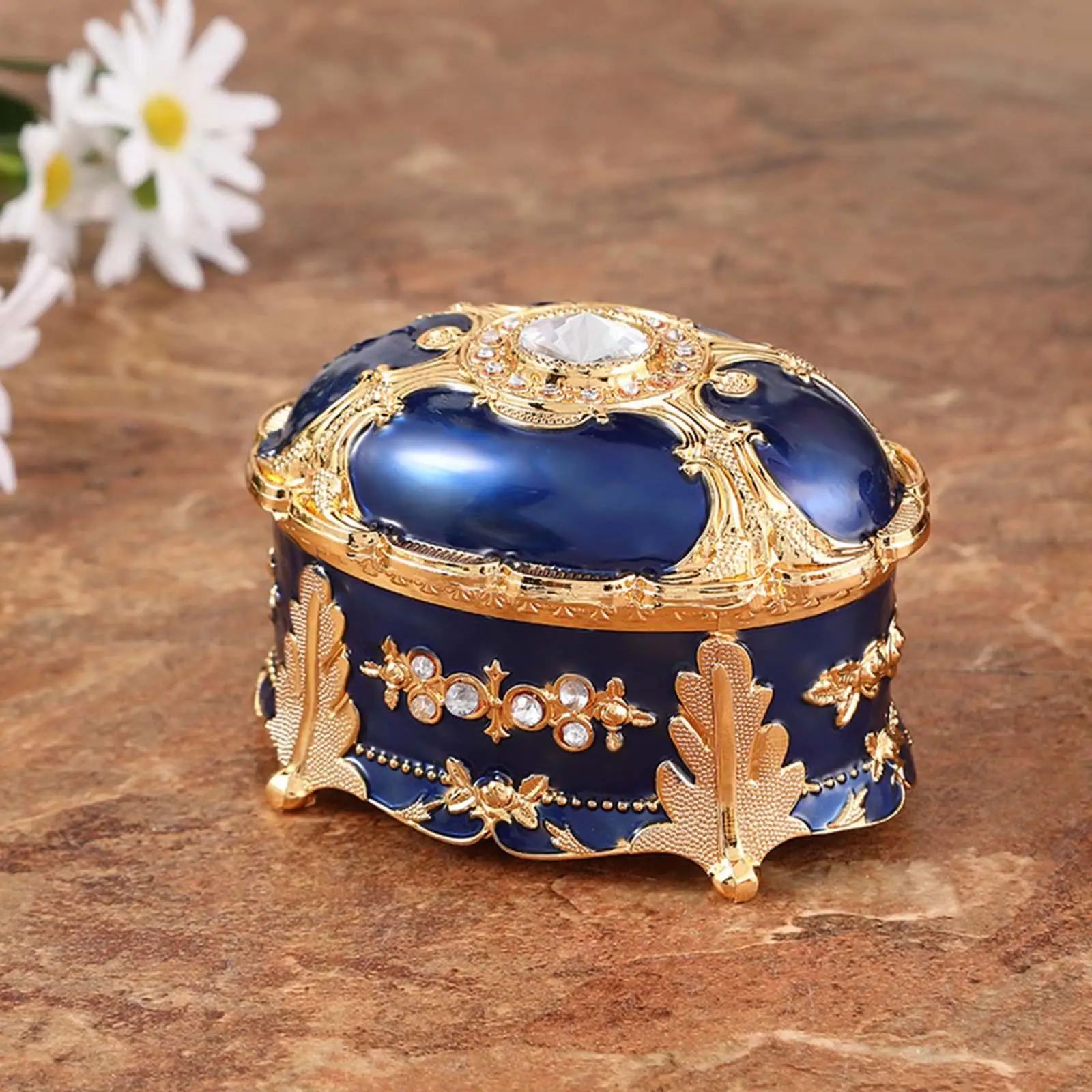Luxury Vintage Metal Alloy Jewelry Box Organizer, Ornate Keepsake Gift Box, Ring Earrings Treasure Case, for Woman Girl Gift
