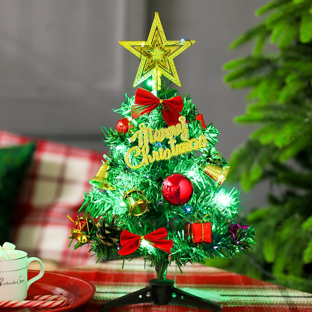 Лучшая домашняя елка 30 см, светодиодное украшение, мини рождественский  подарок, праздничный стол, Рождественское украшение, Набор рождественских  шаров | AliExpress