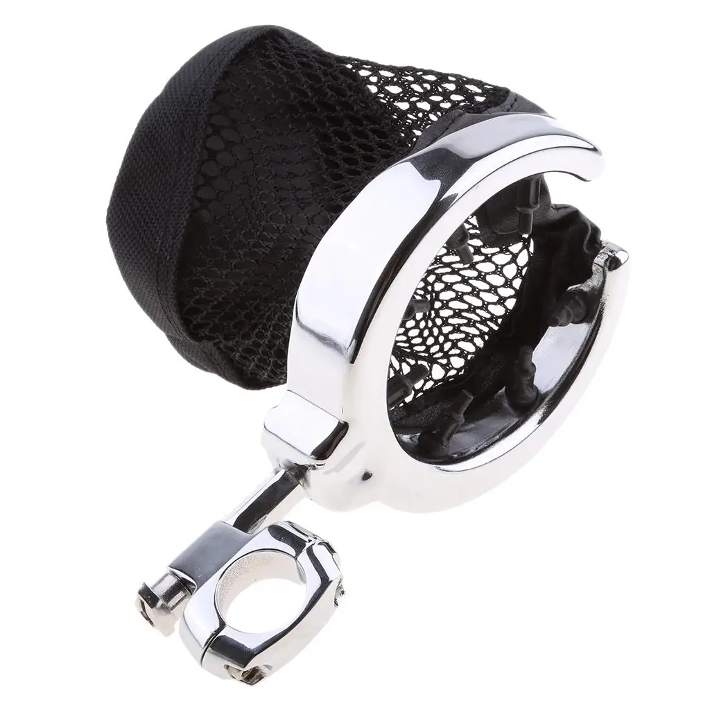 Motorcycle Handlebar Mount Drink/Cup Holder with Mesh Basket for