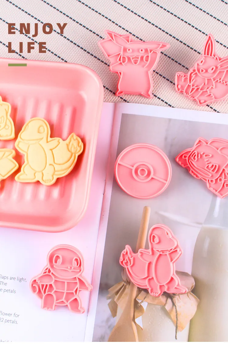 6 Teile/satz Pokemon Cookie Form 3d Cartoon Anime Figur Pikachu Charmander Squirtle Bulbasaur DIY Backform Party Zubehör – Detail 15