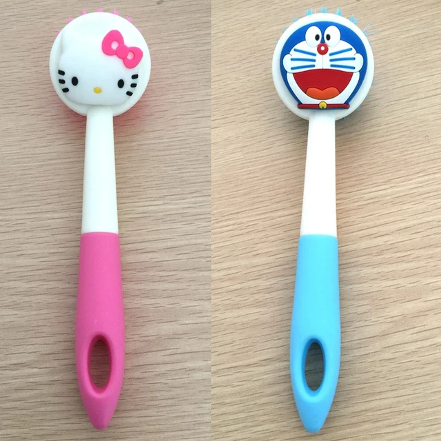 Hello Kitty Kitchen Cleaning Sponge Brush With Die-cut Holder RARE