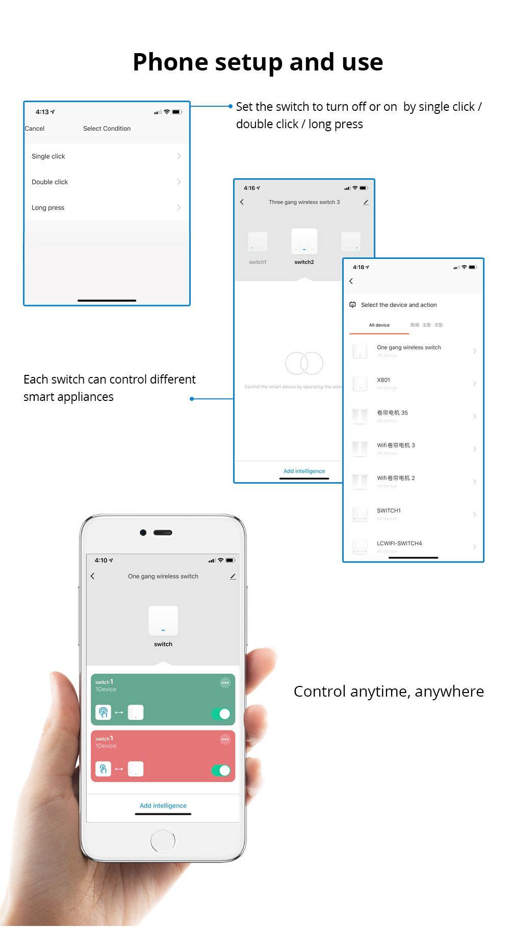 para casa inteligente, botões on-off, controle remoto