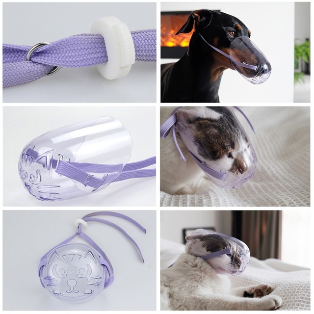 Polyester Kitten Muzzle Multi-function Mesh Muzzle Portable Grooming Muzzle  Cat Accessory 