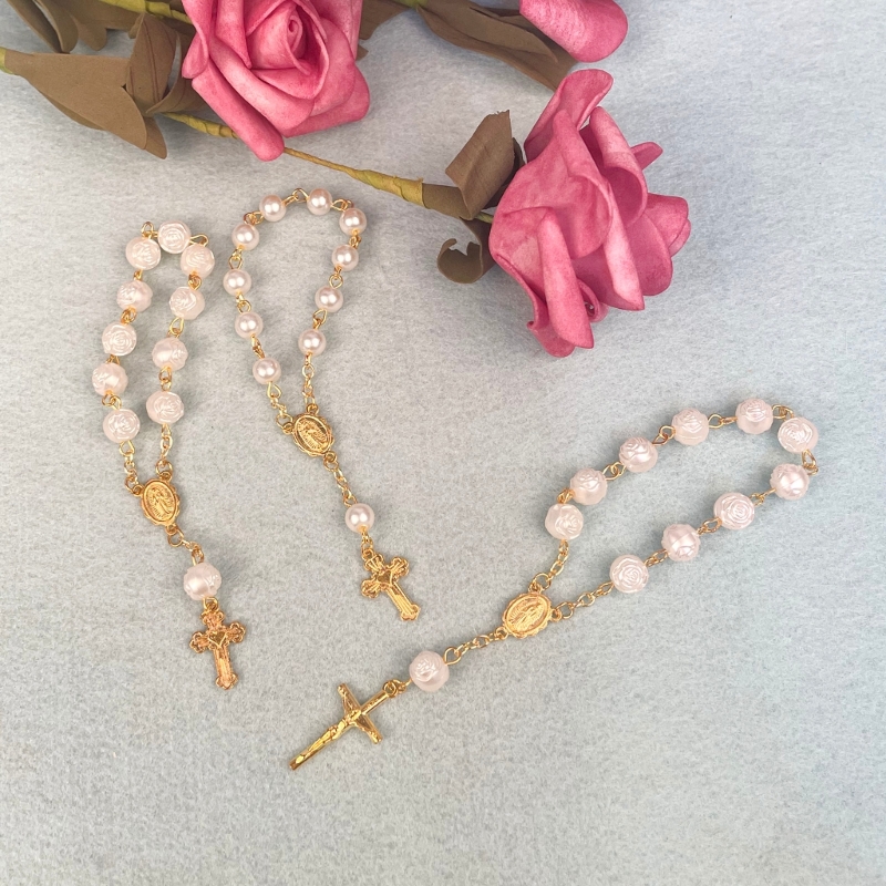Katholische Acryl Finger Taufe Rosenkränze religiöse Gebets ball Perlen Kreuz Rosenkranz Perlen Taufe Gunst für Frauen Männer – Detail 4