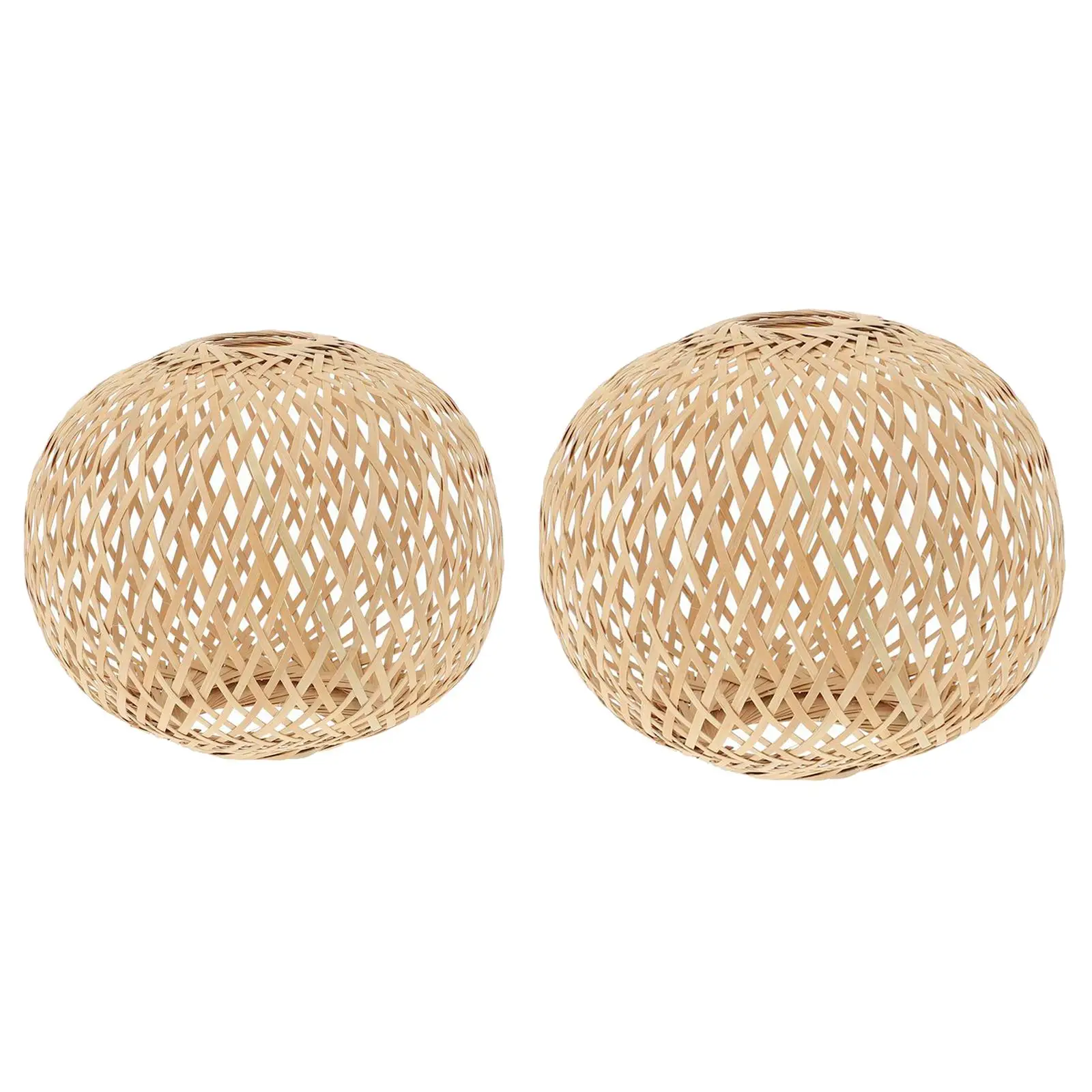 Bamboo Woven Lampshade Pendant Light Shade Handwoven Hanging Light Fixture Chandelier Cover for Living Room Kitchen Island Cafe