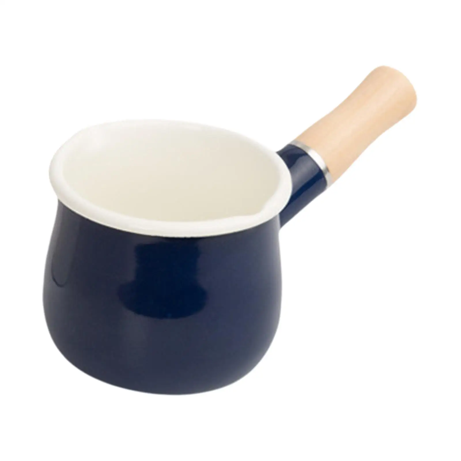550ml Enamel Milk Pan Saucepan Butter Melter, with Pour Spout Cooking Non Stick Small Cookware Sauce Pan for Heating Milk Noodle