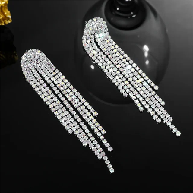 Pendientes De Cristales Colores Para Mujer - Chapado Oro O Plata - Medidas 3.5x2 Cm - Ideales Para Bodas, Fiestas, Regalo