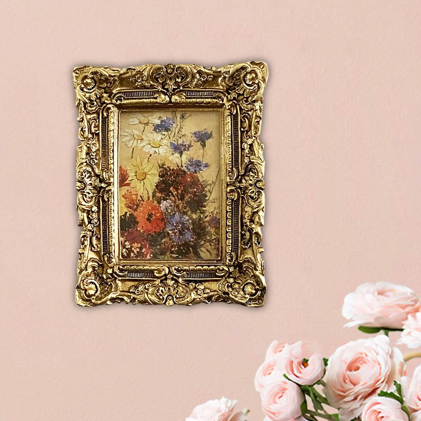 Small Photo Frame Tabletop Picture Frame Hanging Retro Style Crafts Resin Picture Frame for Wedding Home Desktop Decor Gift