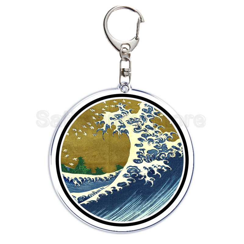 Retro Art Die Große Welle von Kanagawa Keychain Schlüssel Kette für Zubehör Nette Tasche Anhänger Schlüssel Ring Schmuck Geschenk – Detail 14