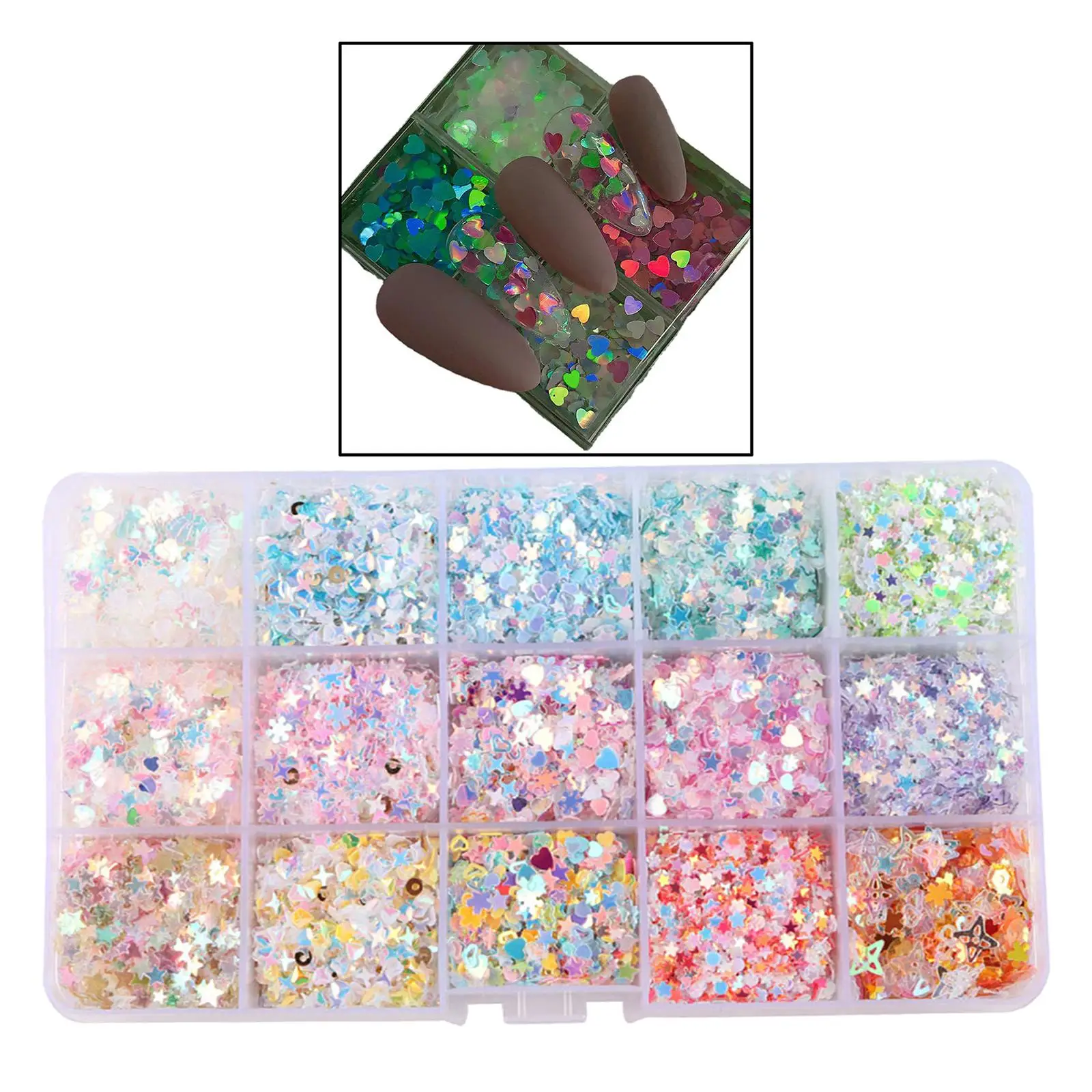 Nail Holographic Glitter Sequins Decoration LOVE Valentines Day
