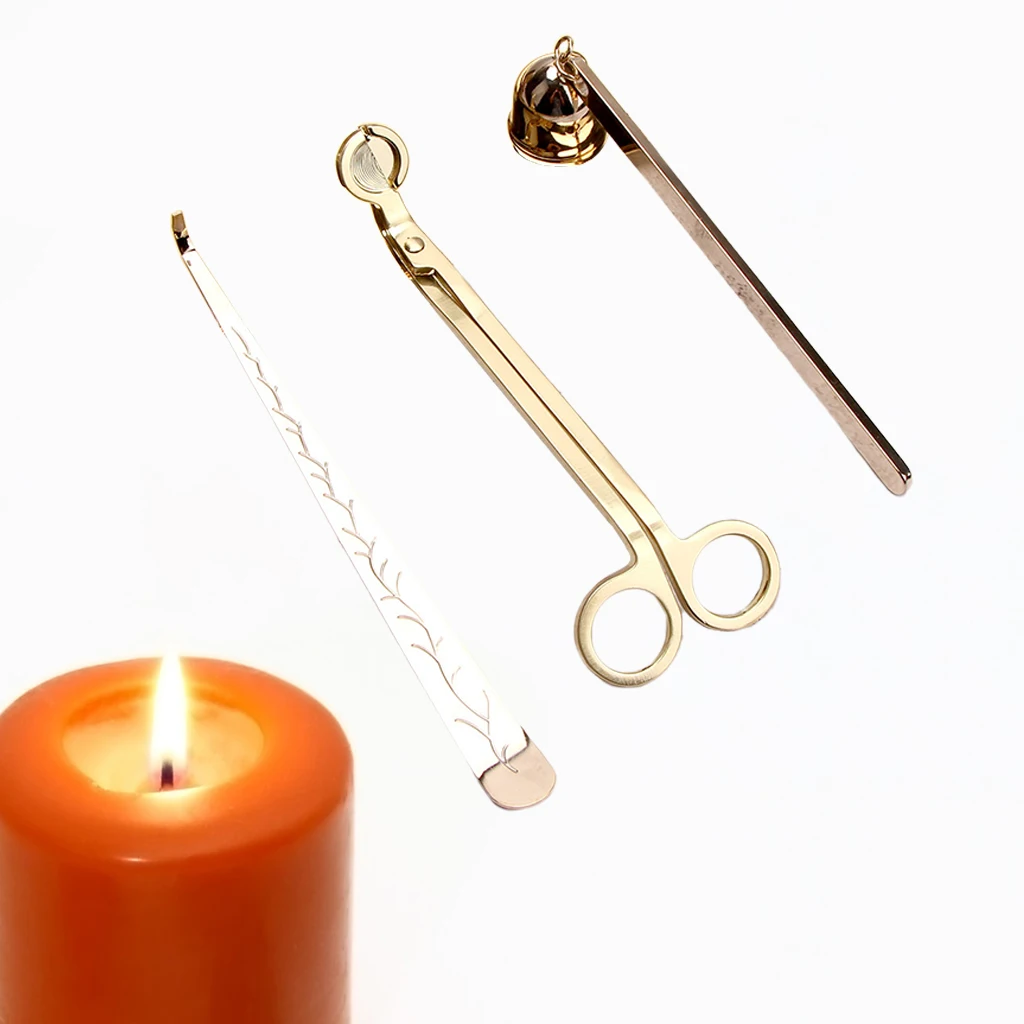 3-1 Candle Accessory Set -Candle , Candlewick Scissors Hook, Snuffer Dipper, Candle Care Stainless Steel 3x Cutter for Wedding