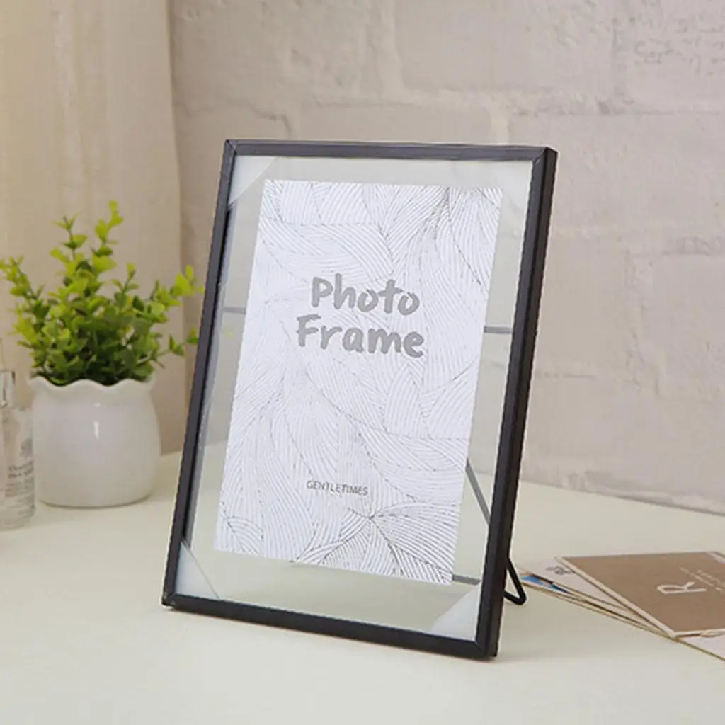 Glass Picture Frame, Collection Simple Metal Floating Frame with Glass Cover Home Centerpieces for Wedding Bedroom Decorations