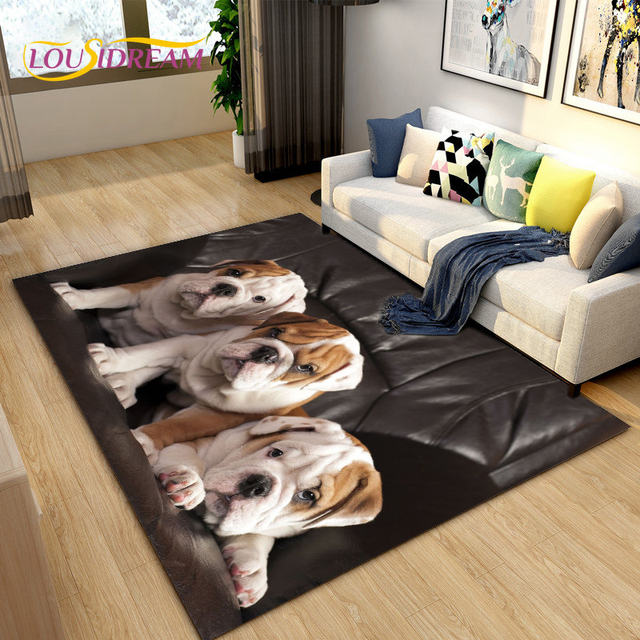 3D Cartoon Pitbull Dog Area Rug,Carpet Rug for Living Room Bedroom Sofa  Doormat Kitchen Decoration,Pet Mat Non-slip Floor Mat