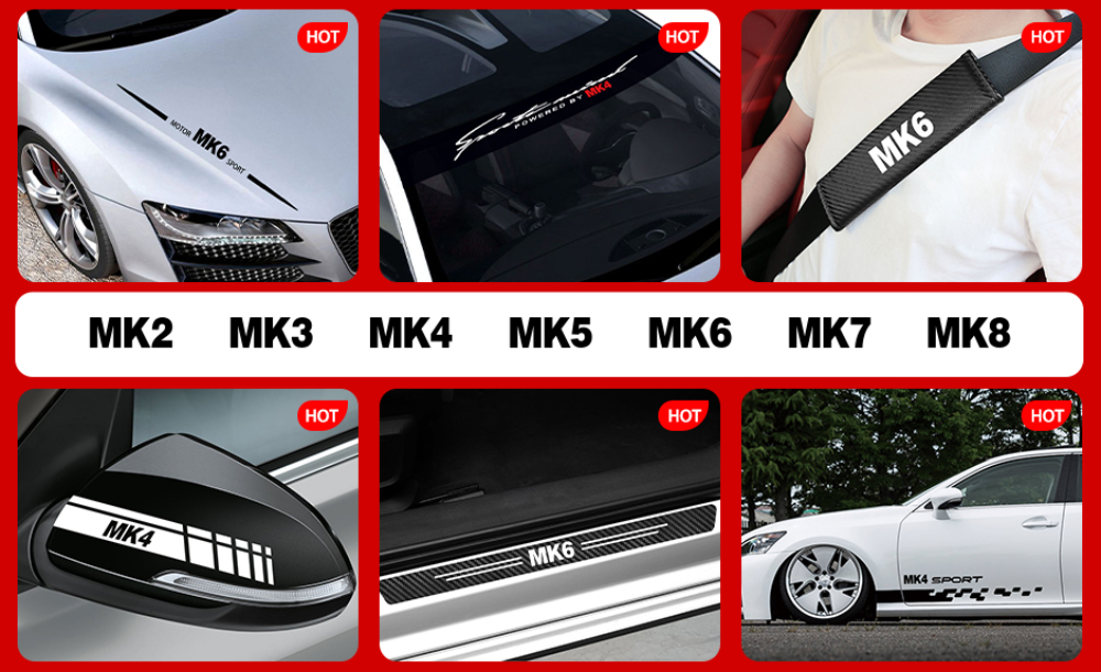 For VW Volkswagen Golf Mk4 Mk2 Mk7 Mk5 Mk6 Mk3 Mk8 Car Side Window Stickers Auto Exterior PVC Decals Styling Accessories
