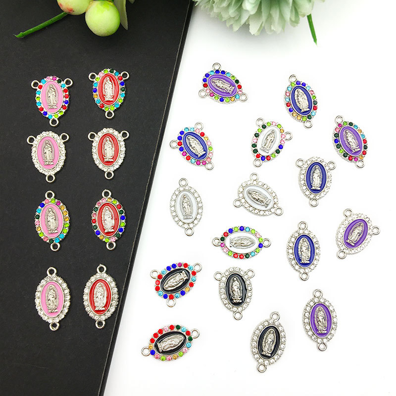 Ovaler Strass Religiöser Glaube Jungfrau Charm Verbinder für Schmuckherstellung DIY Armband Halskette Ohrringe Zubehör Großhandel – Detail 3