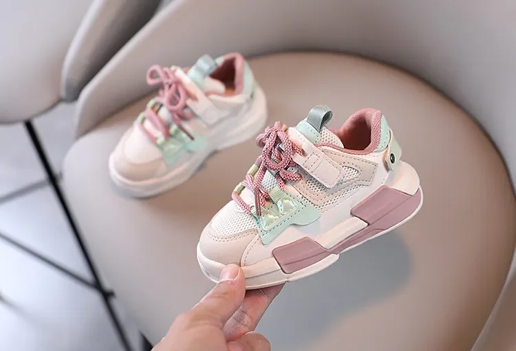 2023 Frühling Kinder Mädchen rosa Schuhe Herbst Mesh atmungsaktive Kinder Turnschuhe für 5-18 Jahre Junge leichte Laufs chuh Walking Soft – Detail 1