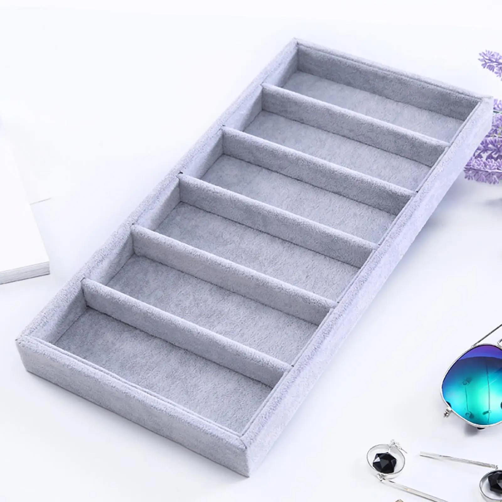 Glasses Organizer Tray 6 Compartment Jewelry Holder Container Storage Tray