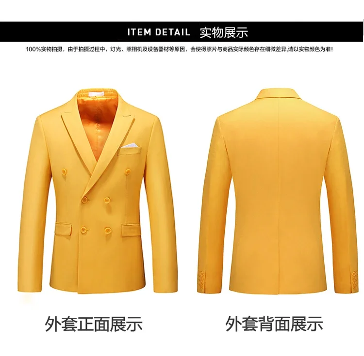 Se56d68cca16649268610bf57b57517ea3 2023 Fashion New Men's Casual Boutique Business Solid Color Double Breasted Suit Jacket Blazers Coat