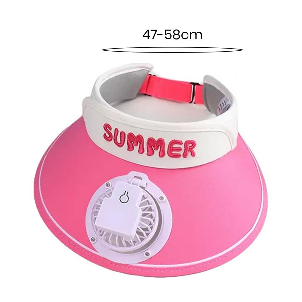 Sommer Kinder Sonne mit Mini Lüfter Leere Top Breite Krempe Visier Wandern Reise Sonnenschutz Mädchen Jungen Outdoor Hut_voghion.com
