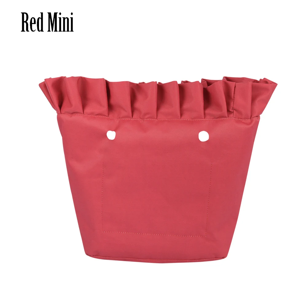 Tanqu new Frill Pleat Soild Fabric Waterproof Inner Lining Insert Zipper Pocket for Classic Mini Obag Inner Pocket for O Bag product