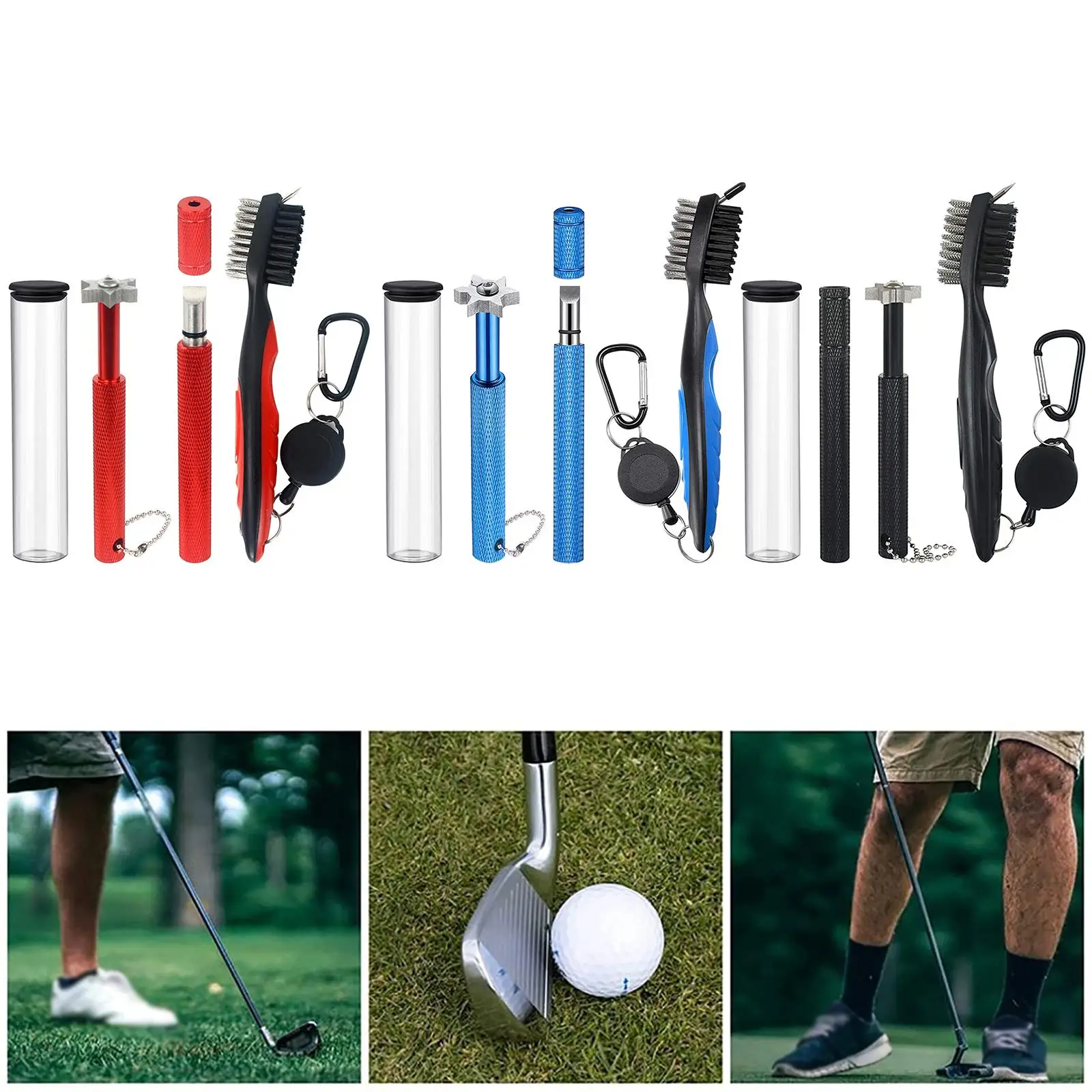Golf Club Cleaner Golf Club Brush Groove Sharpener Golf Brush Tool Kits Golf Club Cleaning Kit for Sharpening Golf Accessories