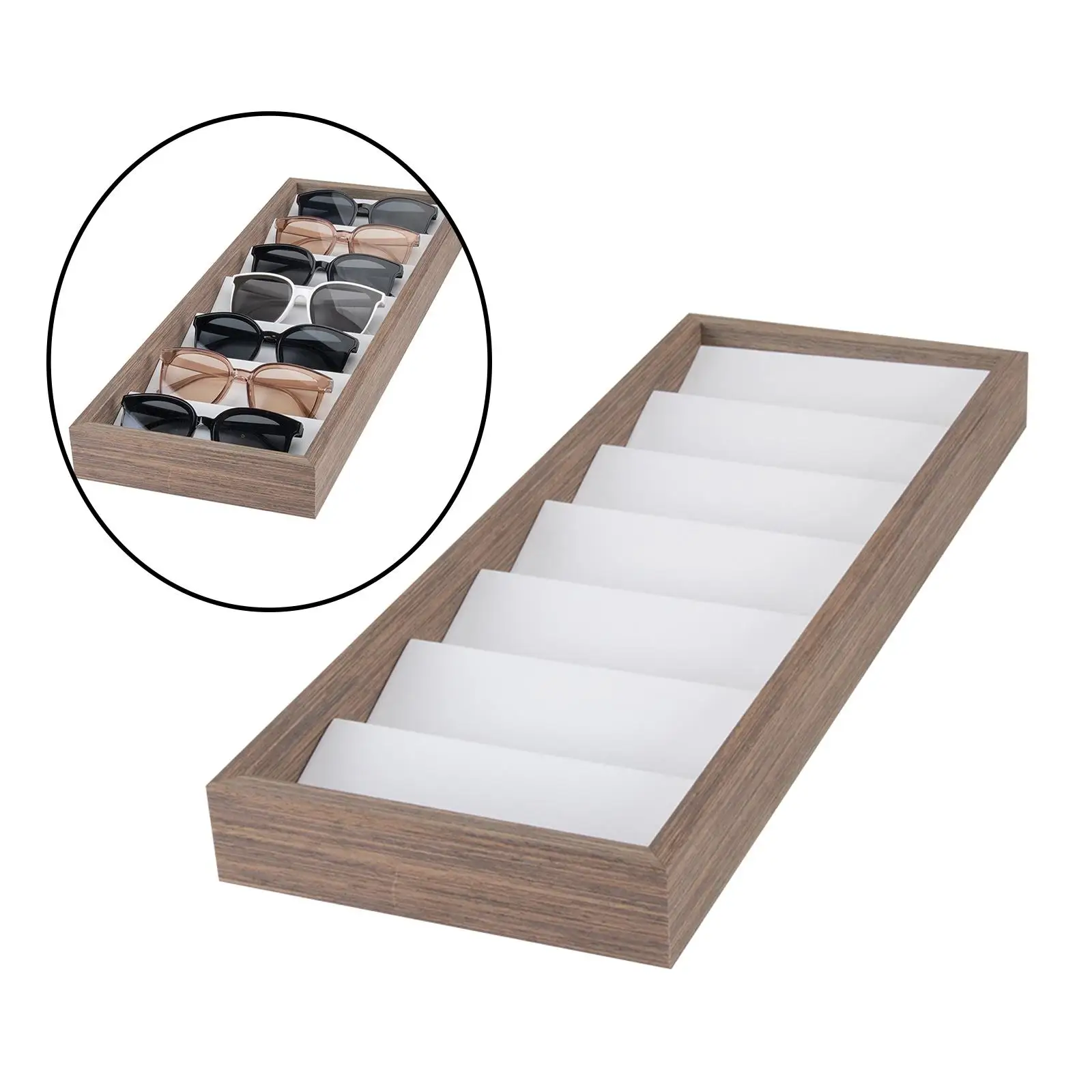 7 Compartment Glasses Storage Box Modern Velvet Lining Storage Case Eyeglasses